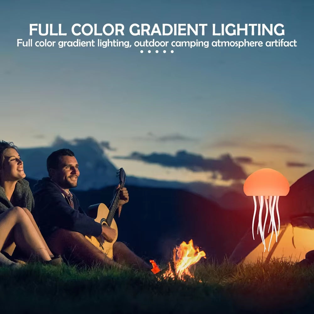 Jellyfish LED Night Light RGB Adjustable Color Active Tentacle USB Rechargeable Bedside Lamp with Polished Base Jellyfish Lights