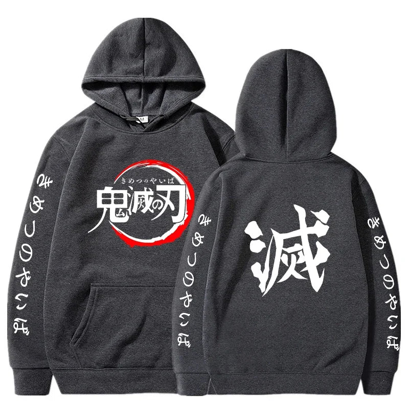 Demon Slayer Hoodies Men Fashion Letter Graphic Printed Sweatshirts Women Casual Harajuku Streetwear Hooded Pullover Sudaderas