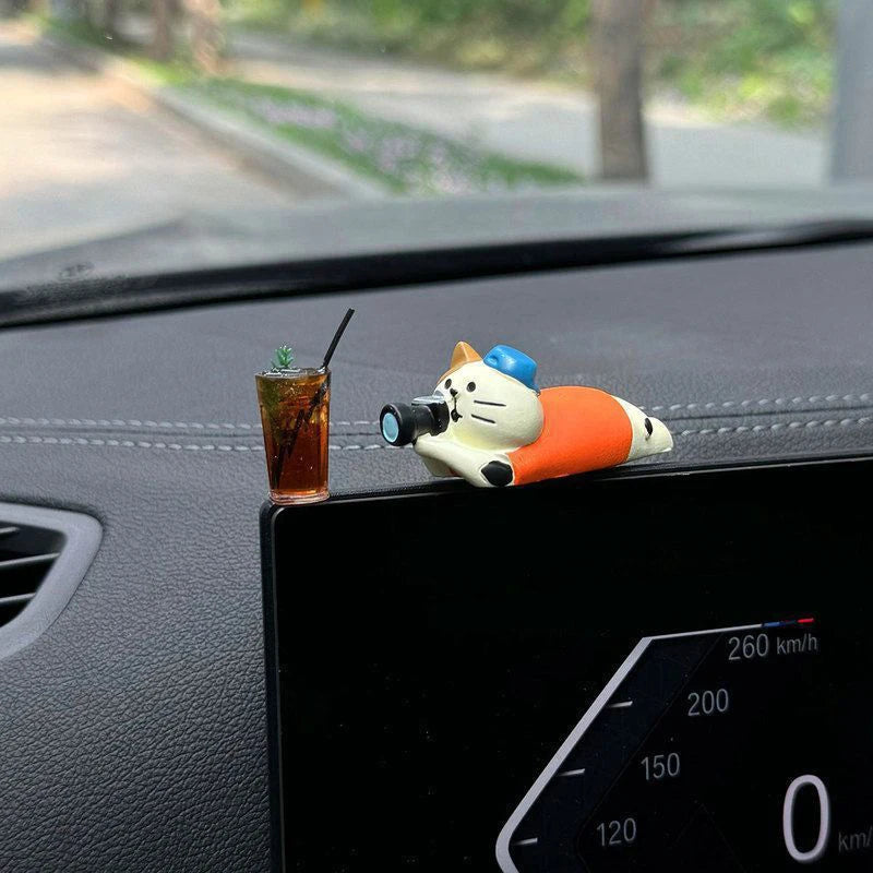 2024 Cute Car Accessories Interior Creative Lazy Cat Car Center Console Ornaments Accessories Kawaii Car Accessories Funny