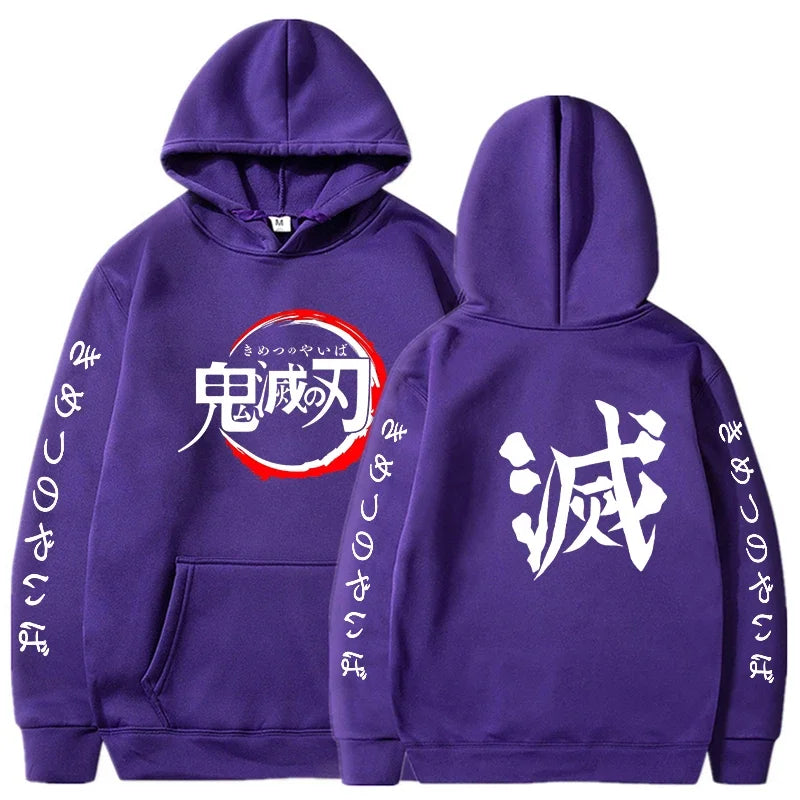 Demon Slayer Hoodies Men Fashion Letter Graphic Printed Sweatshirts Women Casual Harajuku Streetwear Hooded Pullover Sudaderas