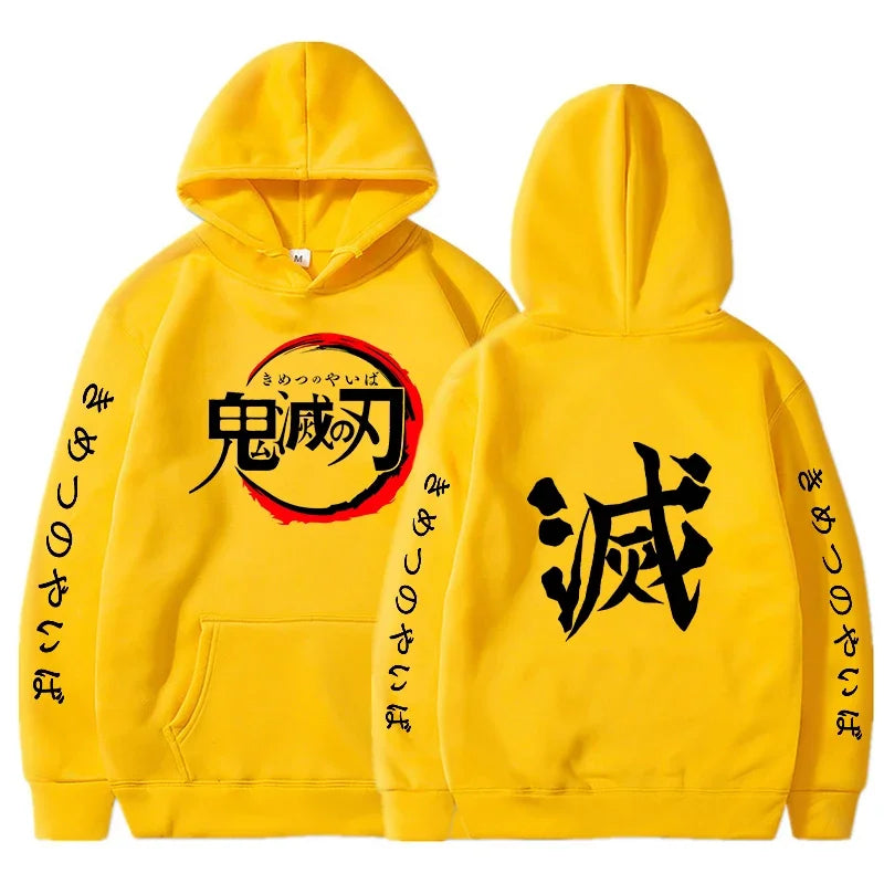Demon Slayer Hoodies Men Fashion Letter Graphic Printed Sweatshirts Women Casual Harajuku Streetwear Hooded Pullover Sudaderas