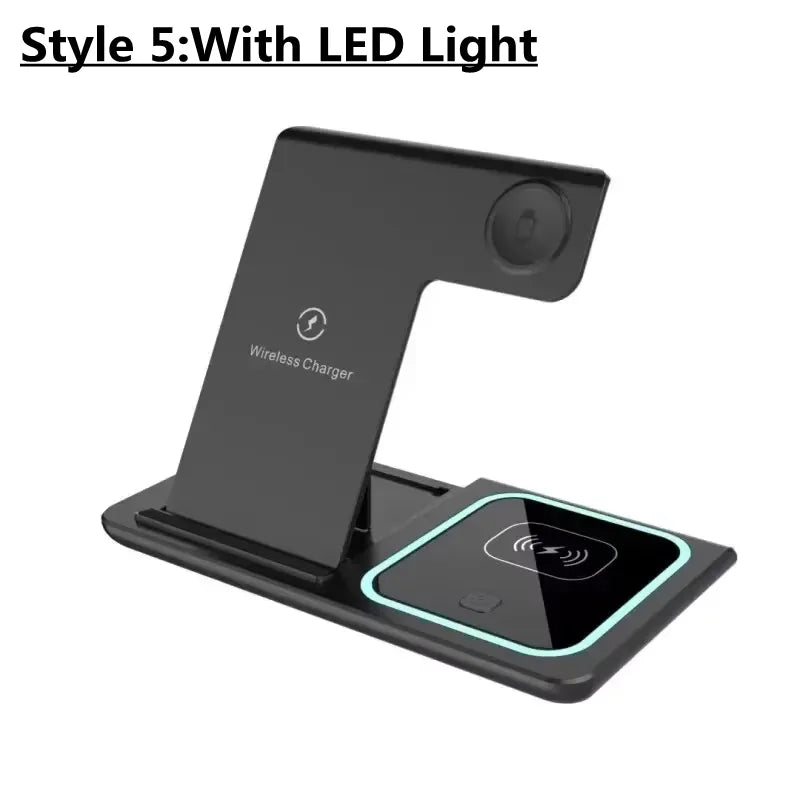 300W Fast Wireless Charger Stand Pad Foldable Fast Charging Station Dock for Iphone 16 15 14 13 12 Pro Max Apple Watch Airpods