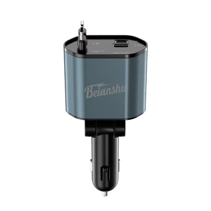 Car Accessories Charger with Starlight Type-C 120W Car Charger Adapter 4 in 1 Car Phone Charger with 2 USB Ports Star Top Light