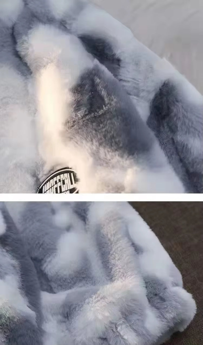 New Women'S Tie Dye Lamb Fleece Jacket Autumn Winter Zipper Outerwear Warm Plush Jackets Harajuku Casual Loose Female Thick Coat