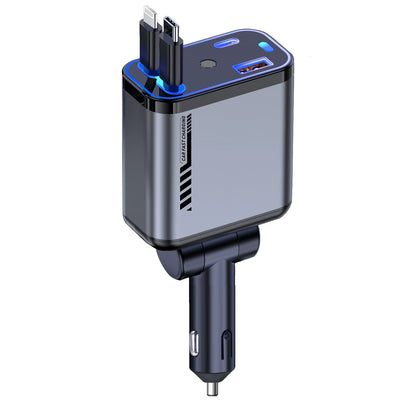 Car Accessories Charger with Starlight Type-C 120W Car Charger Adapter 4 in 1 Car Phone Charger with 2 USB Ports Star Top Light