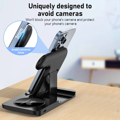 300W Fast Wireless Charger Stand Pad Foldable Fast Charging Station Dock for Iphone 16 15 14 13 12 Pro Max Apple Watch Airpods