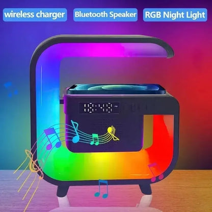 Bluetooth Speaker Wireless Charger Pad Stand TF RGB Night Light Earphone Fast Charging Station for Airpods Iphone Samsung Xiaomi