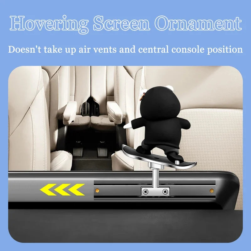 Car Automatic Sliding Skateboard Bear Alloy Cute Cartoon Scooter Center Console Ornaments Creative Car Decoration Accessories