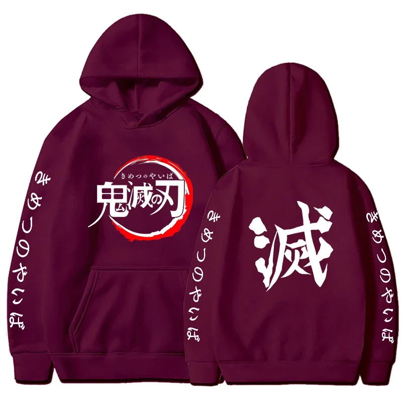 Demon Slayer Hoodies Men Fashion Letter Graphic Printed Sweatshirts Women Casual Harajuku Streetwear Hooded Pullover Sudaderas
