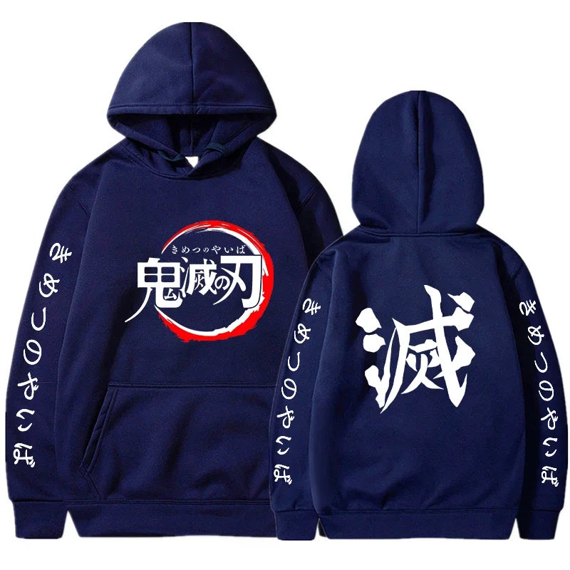 Demon Slayer Hoodies Men Fashion Letter Graphic Printed Sweatshirts Women Casual Harajuku Streetwear Hooded Pullover Sudaderas
