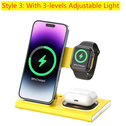 300W Fast Wireless Charger Stand Pad Foldable Fast Charging Station Dock for Iphone 16 15 14 13 12 Pro Max Apple Watch Airpods