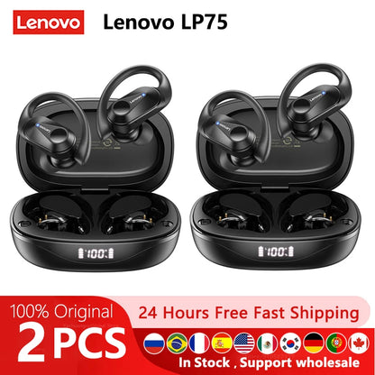 LP75 Ture Wireless Headphones TWS Bluetooth 5.3 Noise Reduction Sports Ear Hook Hifi Stereo Waterproof Gaming Earphones