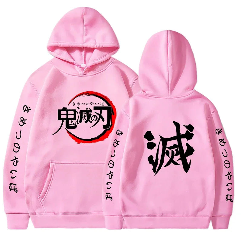 Demon Slayer Hoodies Men Fashion Letter Graphic Printed Sweatshirts Women Casual Harajuku Streetwear Hooded Pullover Sudaderas