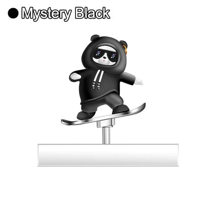 Car Automatic Sliding Skateboard Bear Alloy Cute Cartoon Scooter Center Console Ornaments Creative Car Decoration Accessories