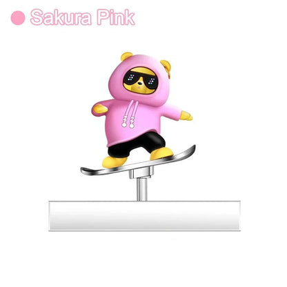 Car Automatic Sliding Skateboard Bear Alloy Cute Cartoon Scooter Center Console Ornaments Creative Car Decoration Accessories