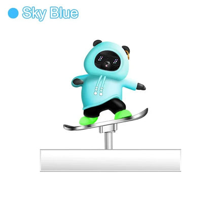 Car Automatic Sliding Skateboard Bear Alloy Cute Cartoon Scooter Center Console Ornaments Creative Car Decoration Accessories