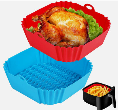 Silicone Air Fryer Baking Tray Square Fried Potholder