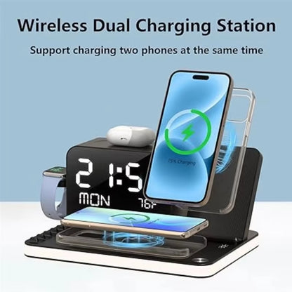 New-Wireless Charging Station Withtime Display Multifunctional Charging Accessories Compatible Withmultiple Devices
