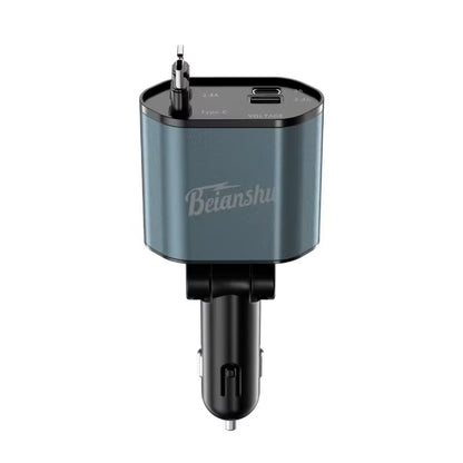 Car Accessories Charger with Starlight Type-C 120W Car Charger Adapter 4 in 1 Car Phone Charger with 2 USB Ports Star Top Light